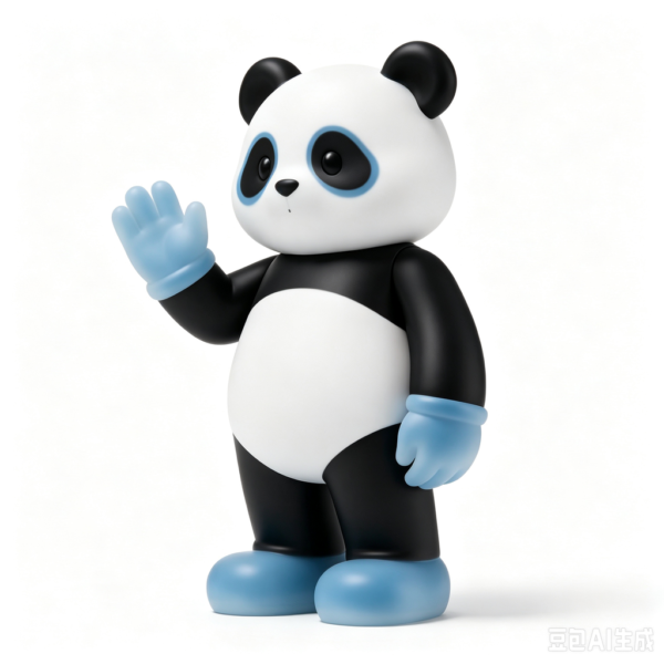 Waving Panda — Hand-Cast Fiberglass Art Toy