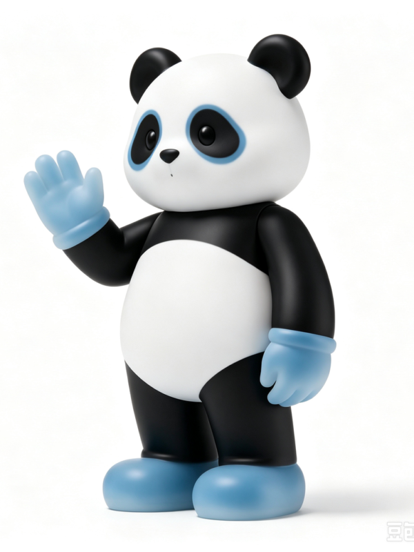 Waving Panda — Hand-Cast Fiberglass Art Toy