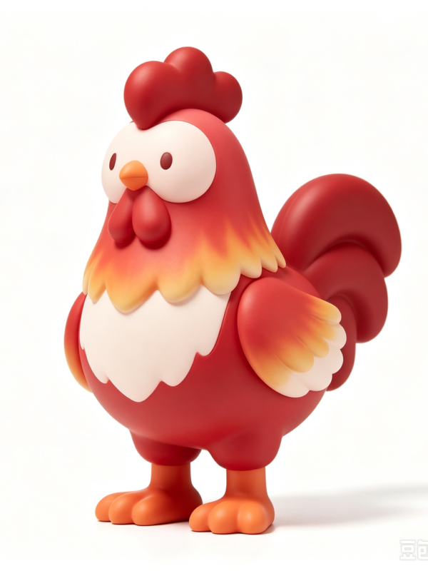 Crimson Rooster — Hand-Cast Fiberglass Art Toy