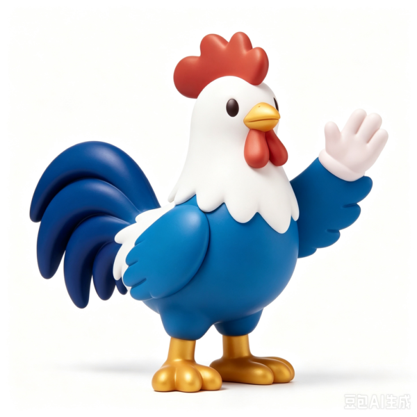 Azure Rooster — Hand-Cast Fiberglass Art Toy
