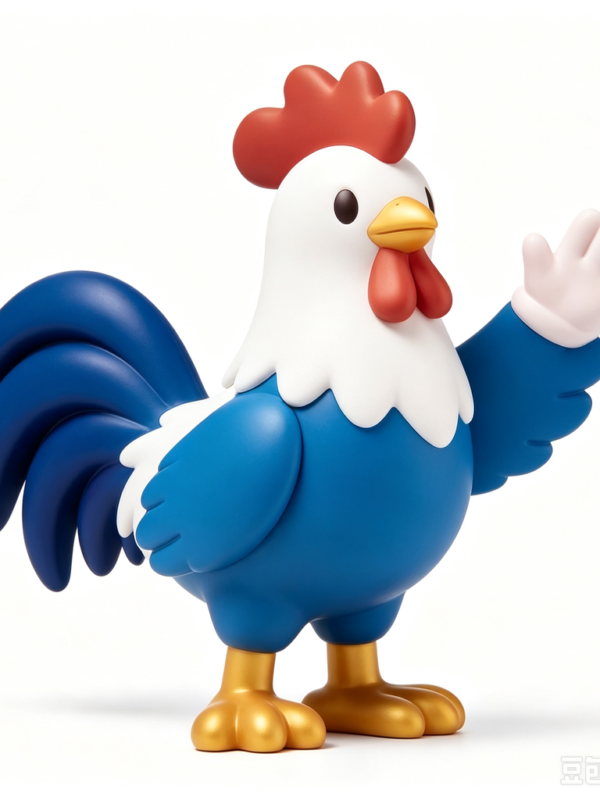 Azure Rooster — Hand-Cast Fiberglass Art Toy