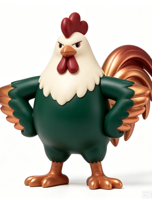 Forest Rooster — Hand-Cast Fiberglass Art Toy