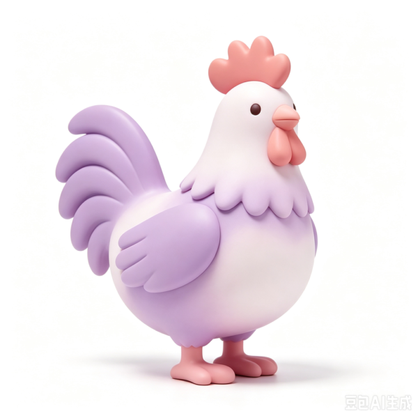 Panda IP Art Toy 27 Lavender Rooster — Hand-Cast Fiberglass Art Toy
