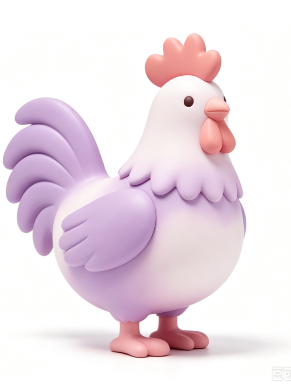 Lavender Rooster — Hand-Cast Fiberglass Art Toy