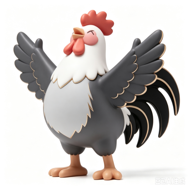 Onyx Rooster — Hand-Cast Fiberglass Art Toy