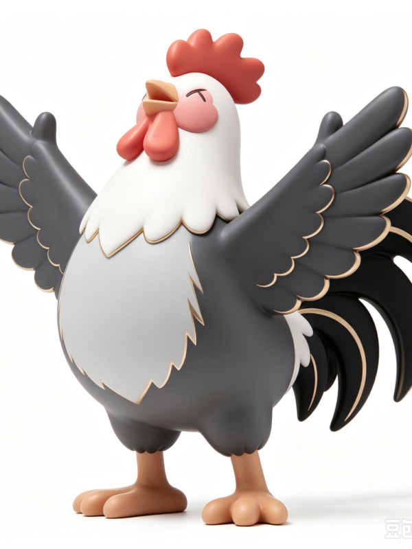 Onyx Rooster — Hand-Cast Fiberglass Art Toy