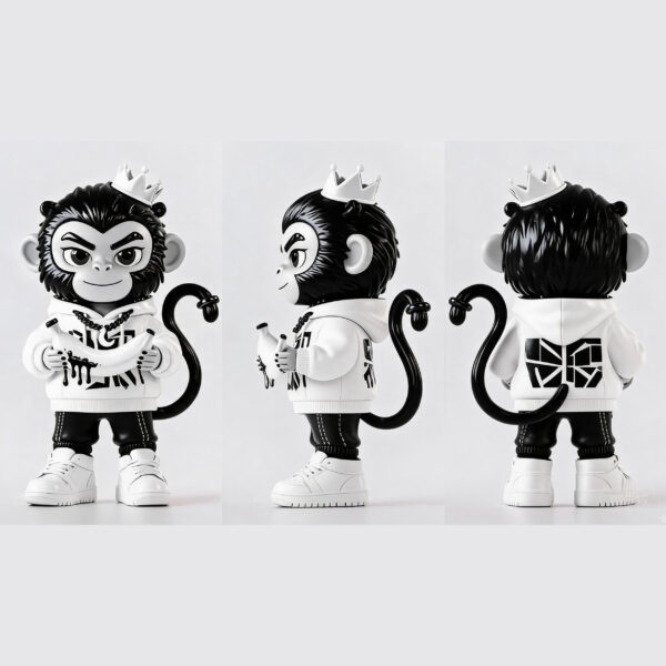 Street‑Style Crown Monkey Fiberglass Statue, Hip‑Hop Art Toy Figure